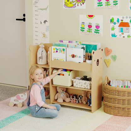 Kids Bookshelf and Montessori Toy Storage Organizer