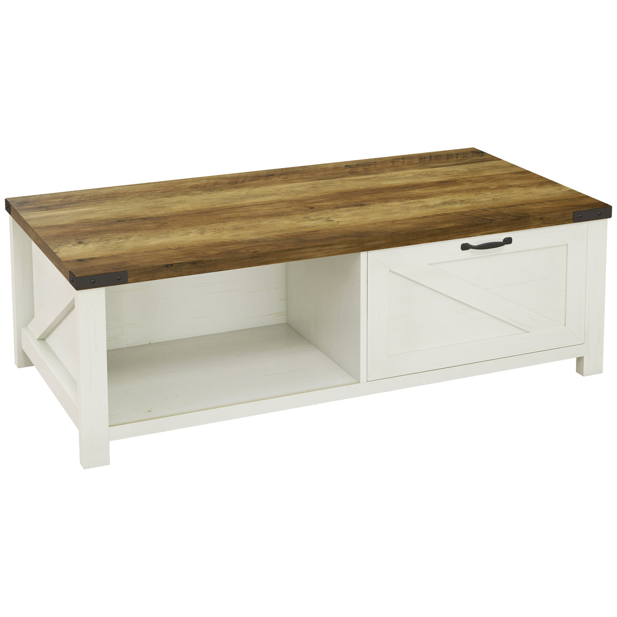 Mesa de centro industrial con cajón y estantes