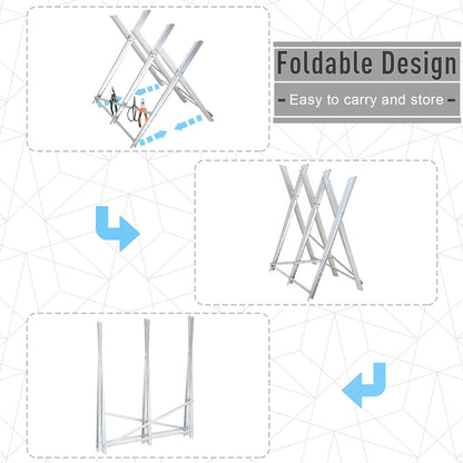Heavy duty folding steel sawhorse