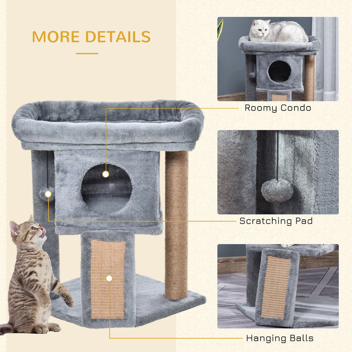 Compact Cat Tower with Perch and Cat House