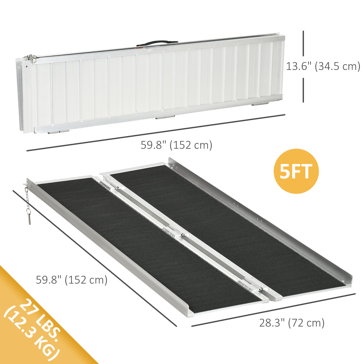 Foldable Portable Wheelchair Ramp 5 ft — Aluminum