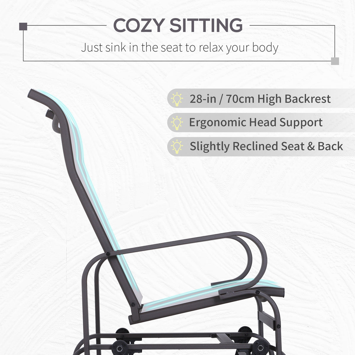 Patio Glider Chair with Breathable Mesh Fabric