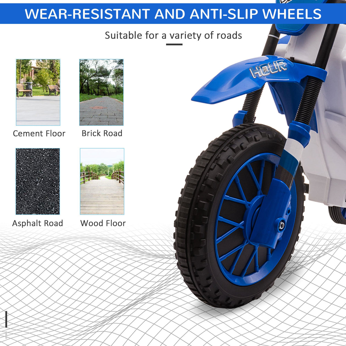 Electric motorcycle kids 12V removable wheels