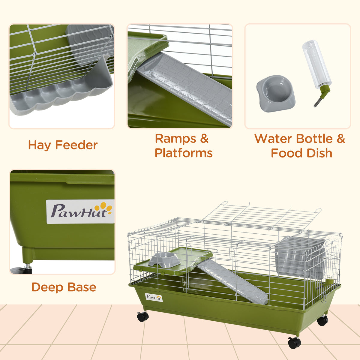 Small Animal Cage with Wheels and Accessories