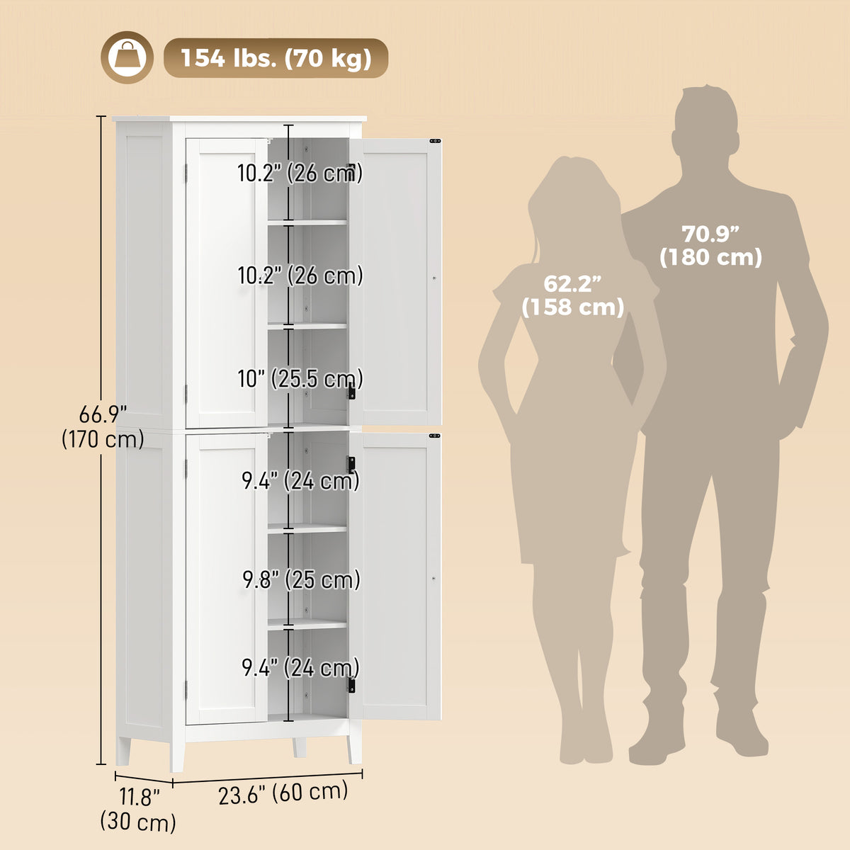 Freestanding Narrow Bathroom Storage Cabinet with Adjustable Shelves