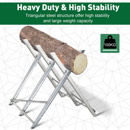 Heavy duty folding steel sawhorse