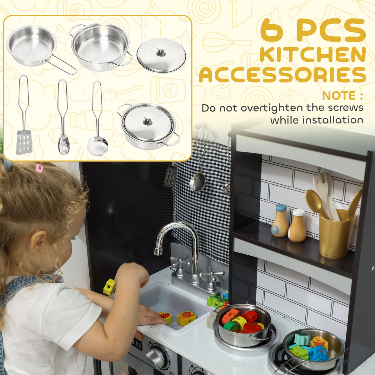 Kids play kitchen with accessories and sounds
