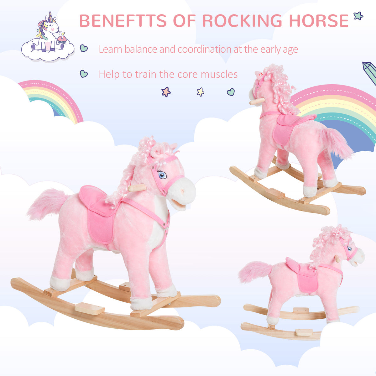 Plush Rocking Horse with Realistic Sounds