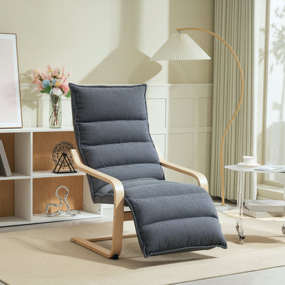 Velvet Accent Chair with Integrated Footrest
