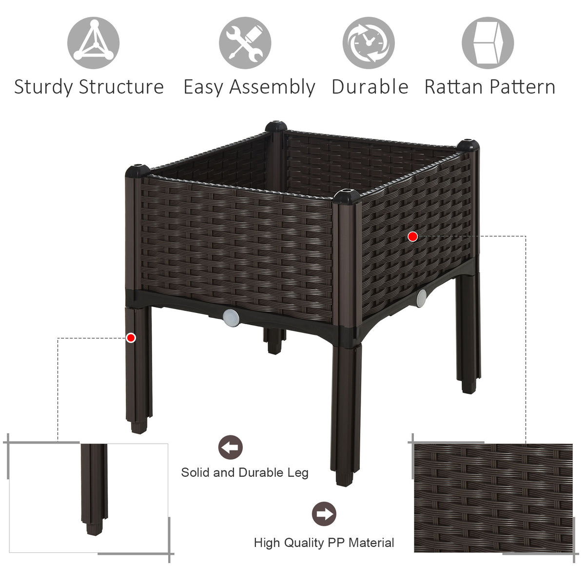 Raised garden bed polypropylene with legs