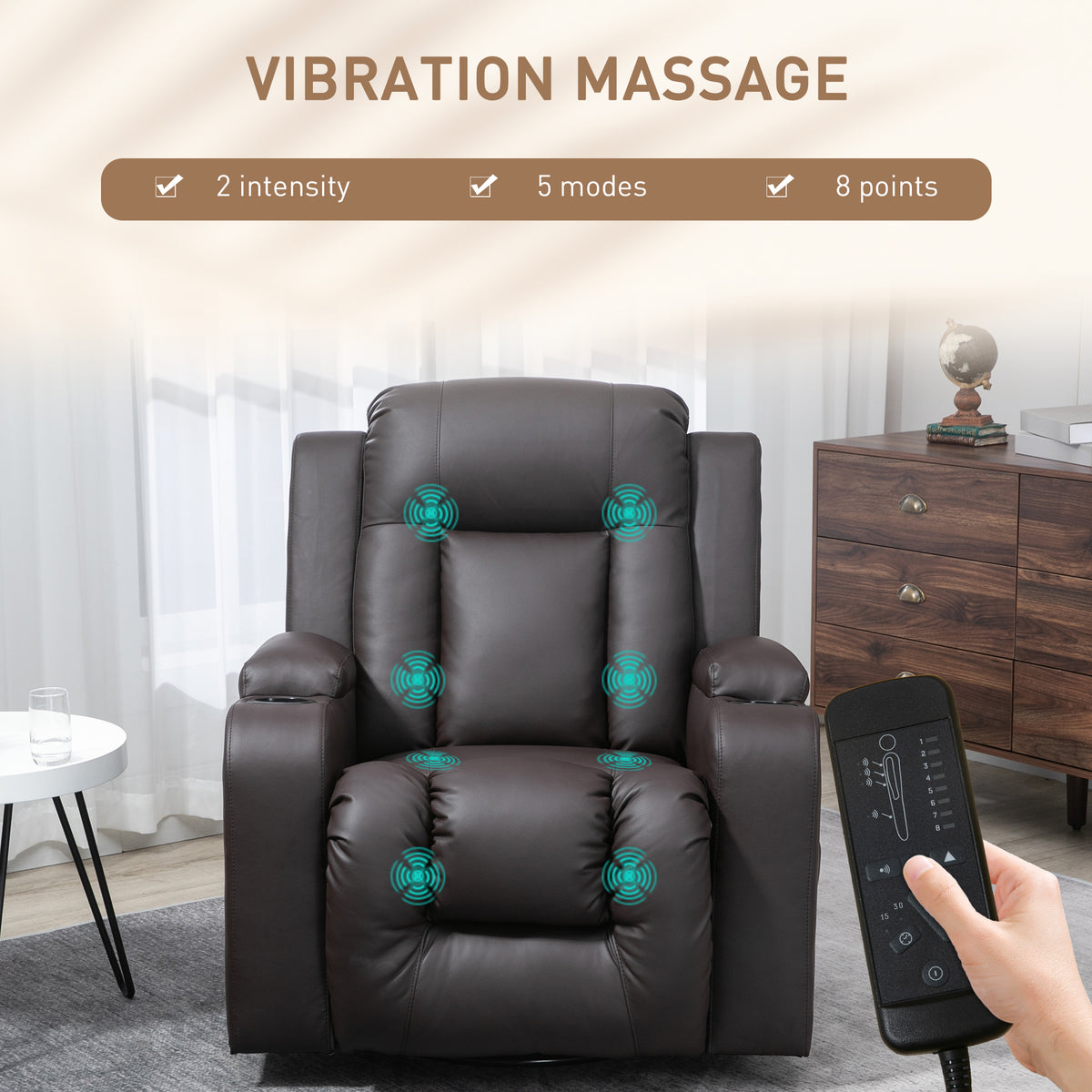 Swivel Massage Reclining Chair Faux Leather