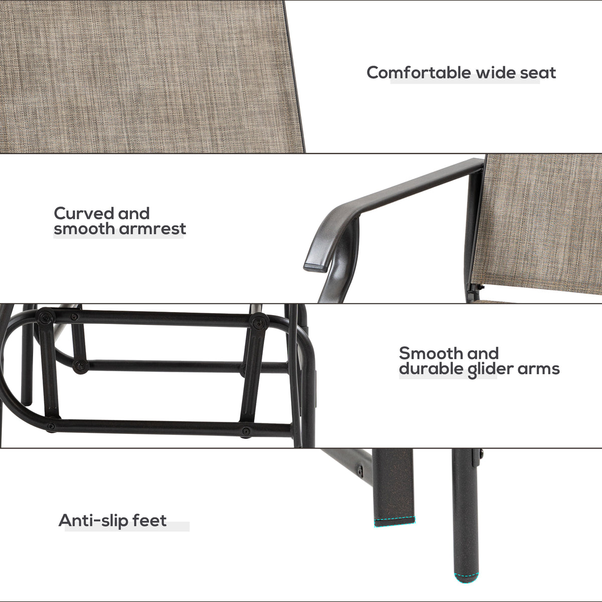 2-Piece Outdoor Glider Chairs Set — Grey