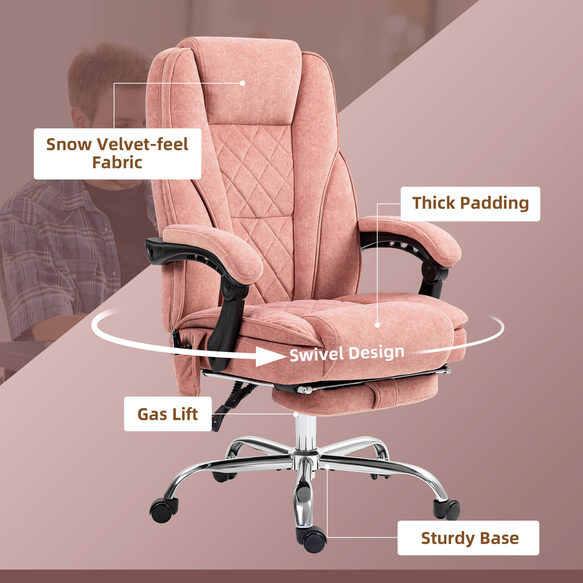 Silla de oficina de masaje reclinable con reposapiés ajustable
