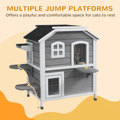 Cat House Outdoor 2-Storey with Openable Roof