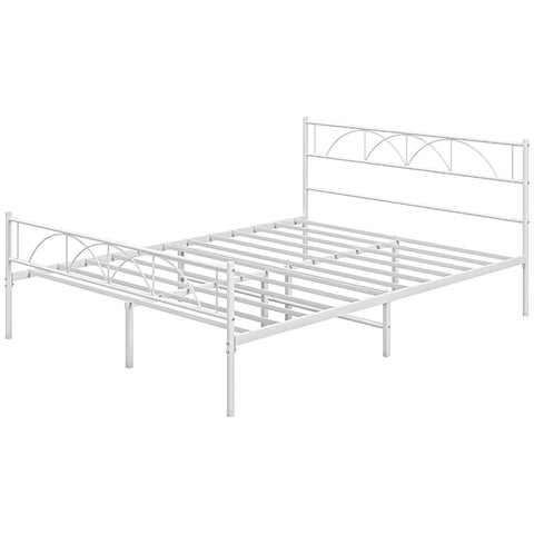 Queen metal platform bed frame with headboard