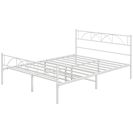 Base de cama de plataforma queen de metal con cabecero