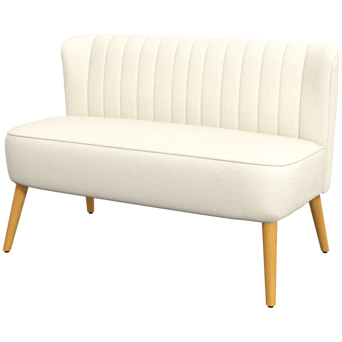 Sofa 2 seater modern linen fabric wood legs
