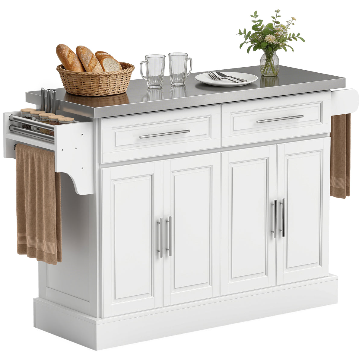 Stainless Steel Kitchen Island with Storage
