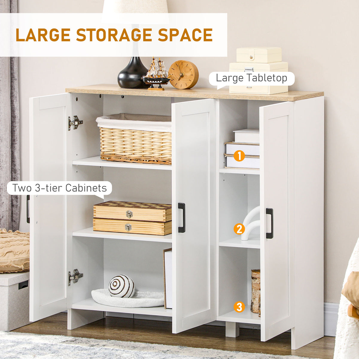 Modern Sideboard with Shaker Doors and Adjustable Shelves