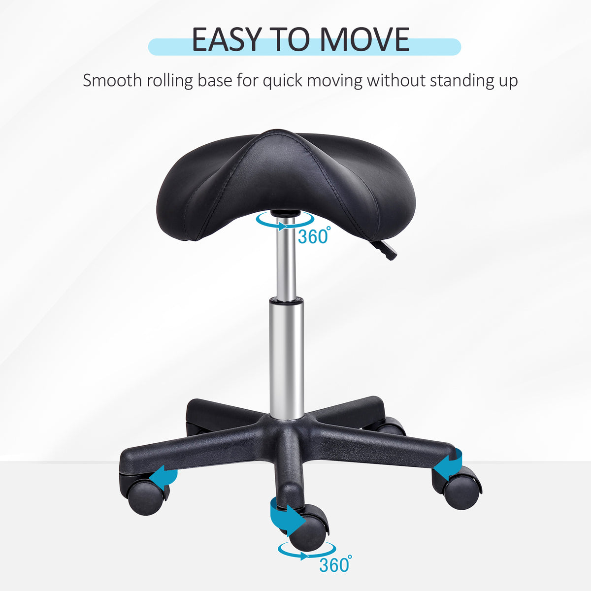 Ergonomic Saddle Stool Rolling Swivel with Wheels
