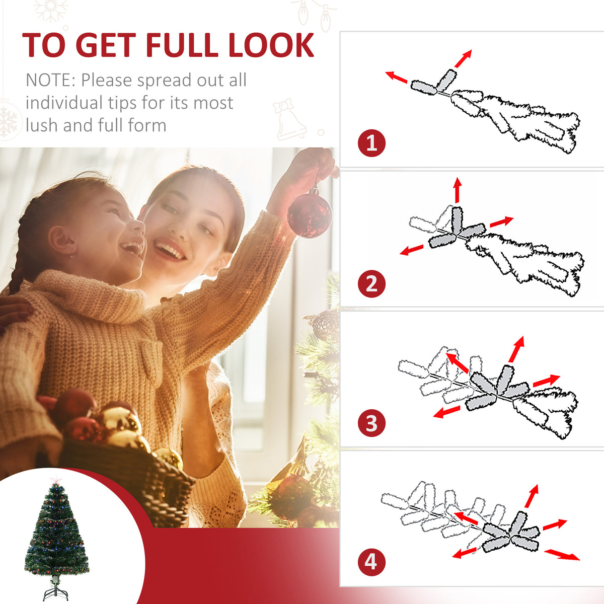 Árbol de Navidad artificial luminoso y preiluminado óptico