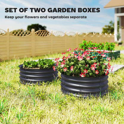 Set of 2 Raised Garden Beds Galvanised Steel Safety