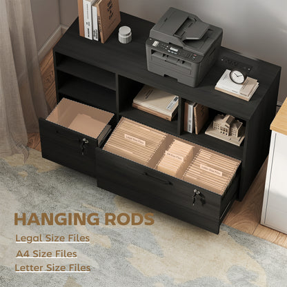 Mobile file cabinet with charging station and lock
