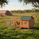 Wooden Chicken Coop with Run and Nesting Box 184 x 101 x 81 cm