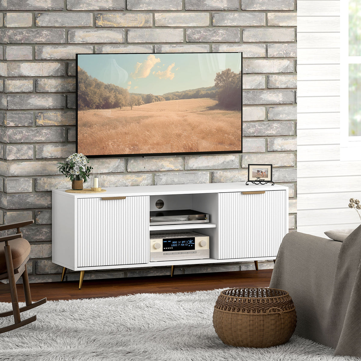 Mueble de TV moderno con almacenamiento para 55 pulgadas