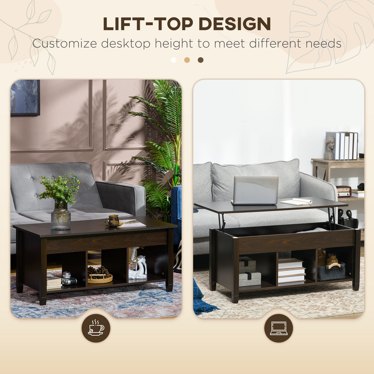 Lift Top Coffee Table Modern with Hidden Storage