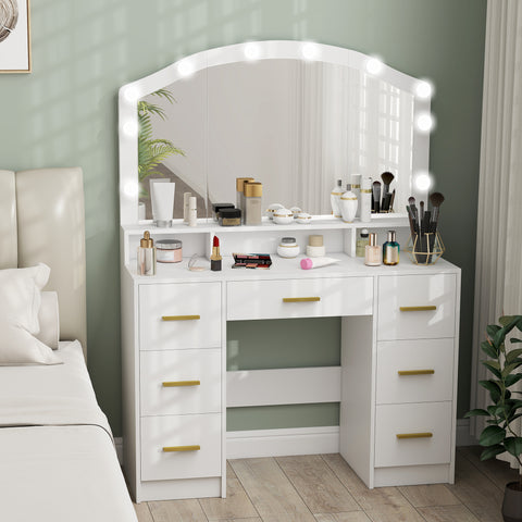 Makeup vanity with mirror and 10 LED lights