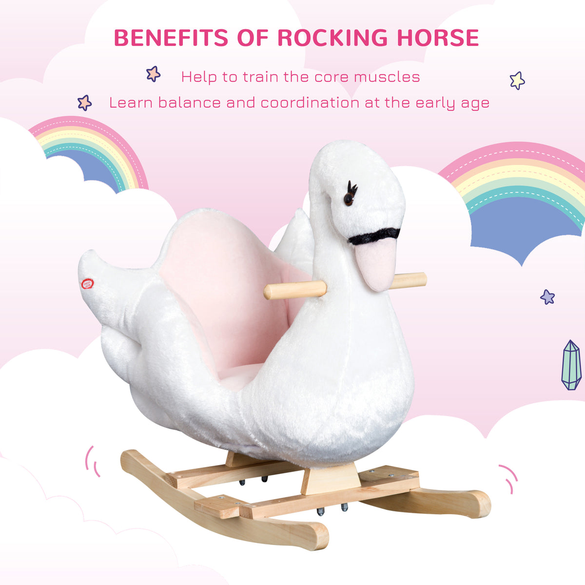 Caballo mecedor sonoro de cisne para bebé