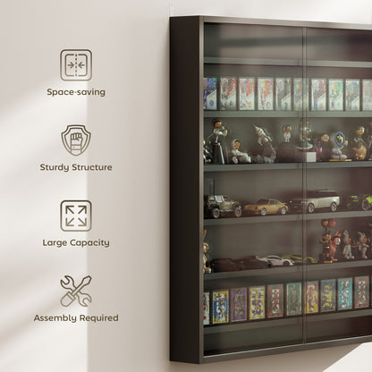 Vitrina expositora de pared de 7 niveles con puertas de vidrio