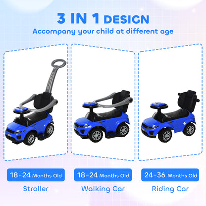 3-in-1 Toddler Push Ride-On Car