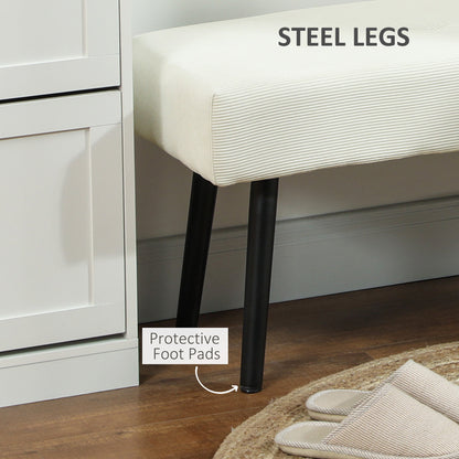 Tufted Corduroy Upholstered Bench with Steel Legs