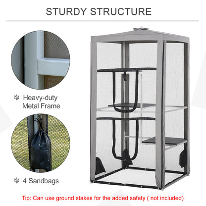 Cercado exterior para gatos con 3 plataformas 201 cm