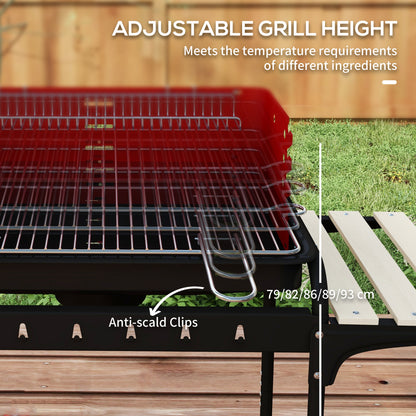 Portable charcoal barbecue grill with adjustable height