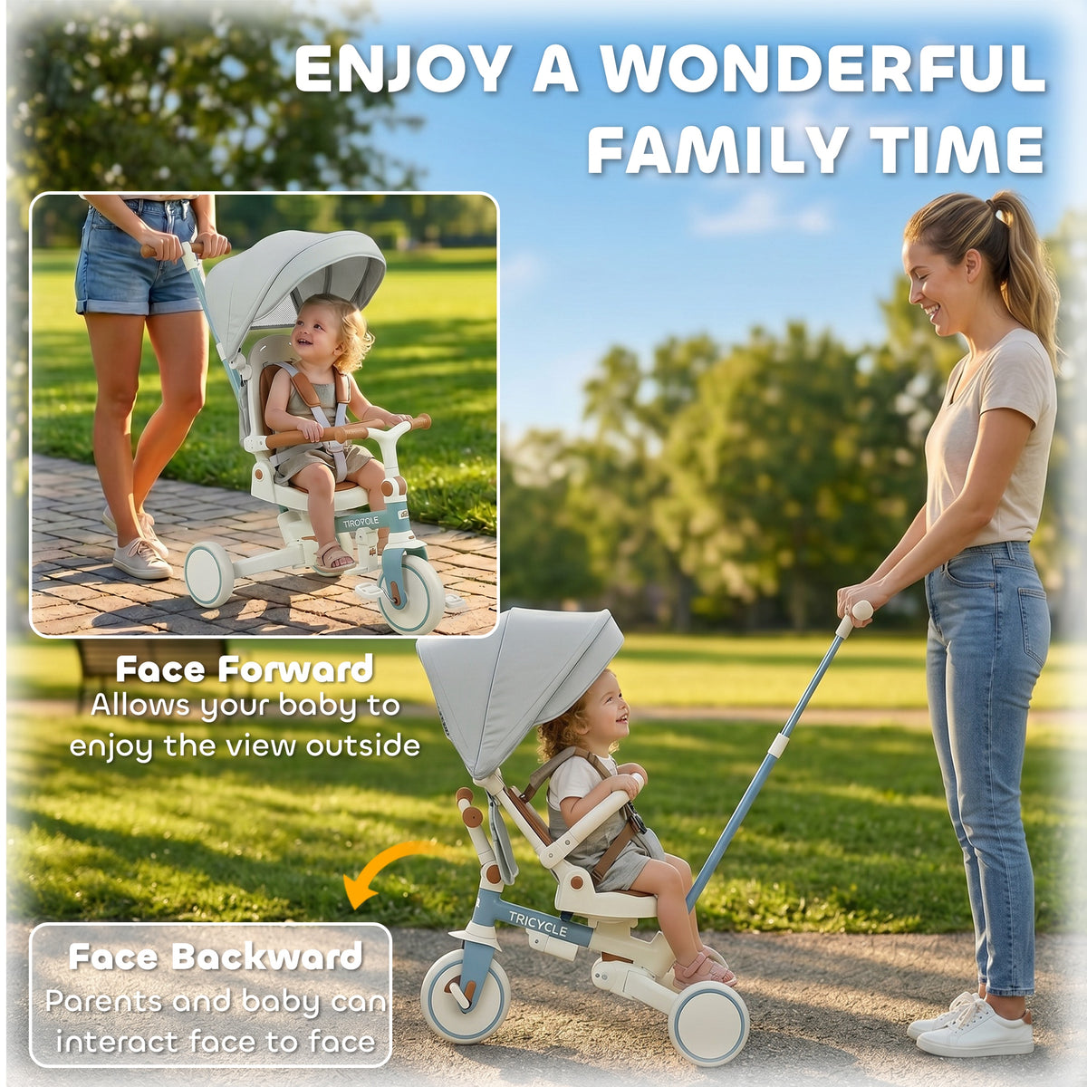 9-in-1 Convertible Tricycle with Safety Harness