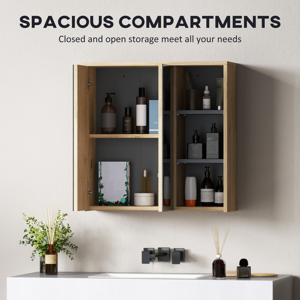 Wall mount medicine cabinet with mirror
