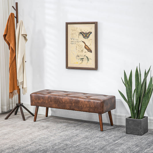 Tufted PU leather bedroom bench
