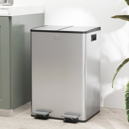 Dual Garbage Bin with Foot Pedal 2 x 28 Litre