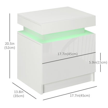 Mesita de noche con iluminación LED y 2 cajones