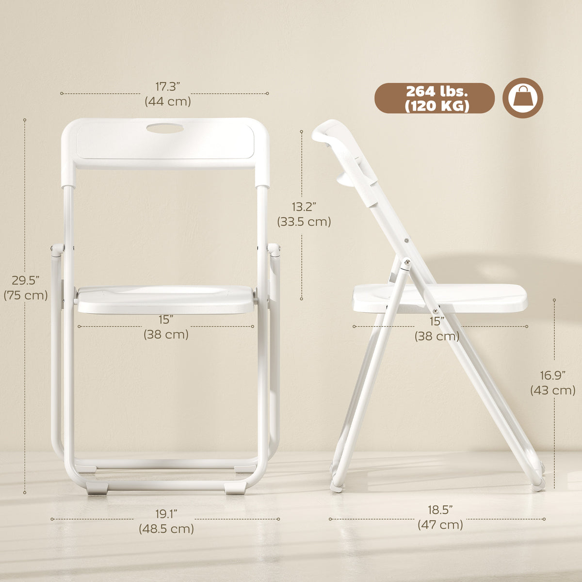 Plastic Folding Chairs with Steel Frame — Set of 6