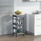 Rolling Kitchen Island Cart with Drawer and Baskets