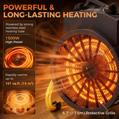 Electric Fan Heater 1500W — Stainless Steel
