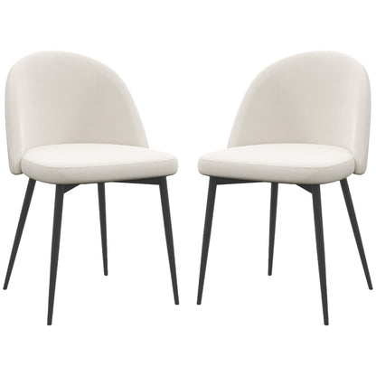 Dining chairs mid-back velvet upholstery set of 2