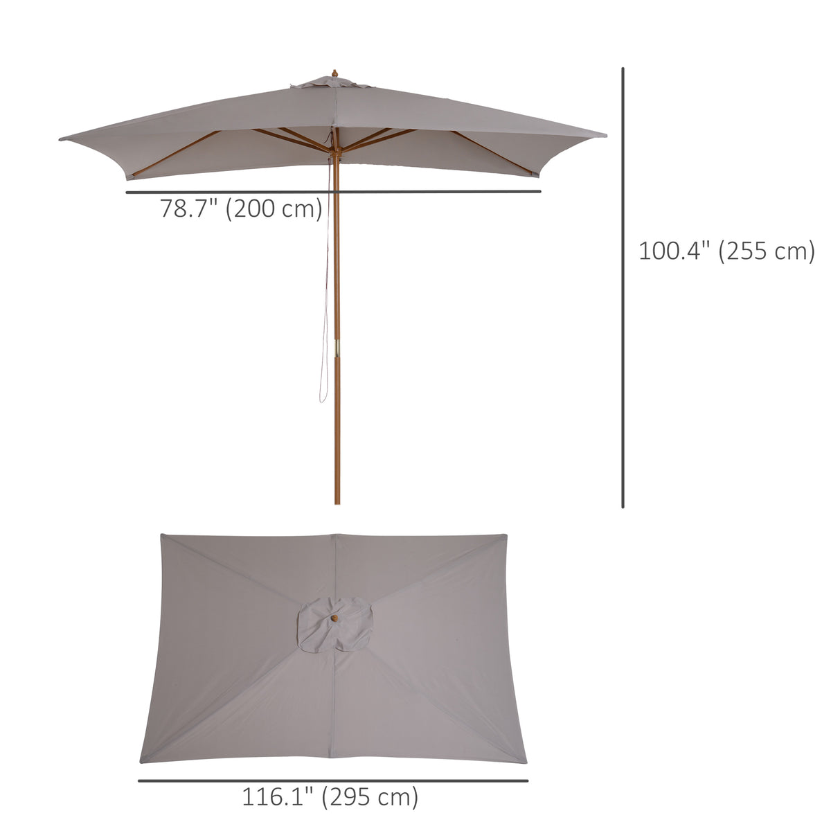 Rectangular Patio Umbrella Bamboo Ribs 7 x 10 ft