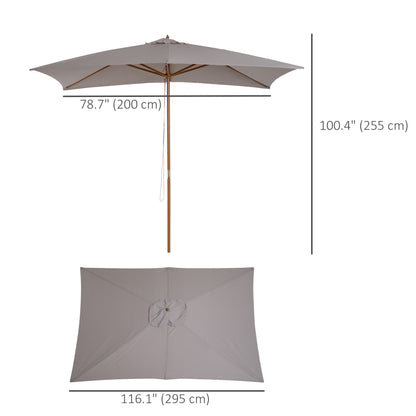 Rectangular Patio Umbrella Bamboo Ribs 7 x 10 ft