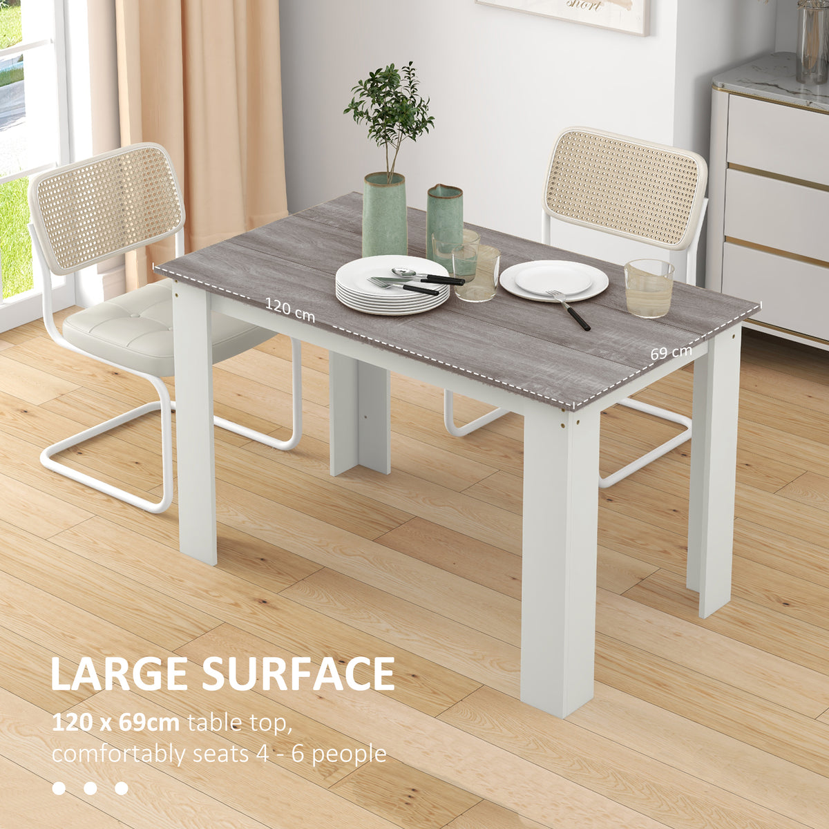 Dining Table 47 inch Engineered Wood 4-6 People