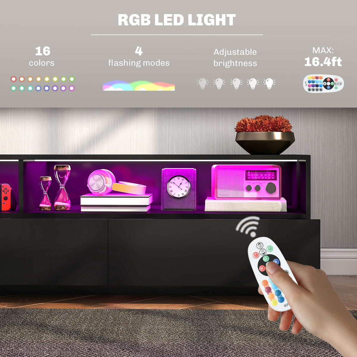 LED TV Stand High Gloss for TVs up to 75"